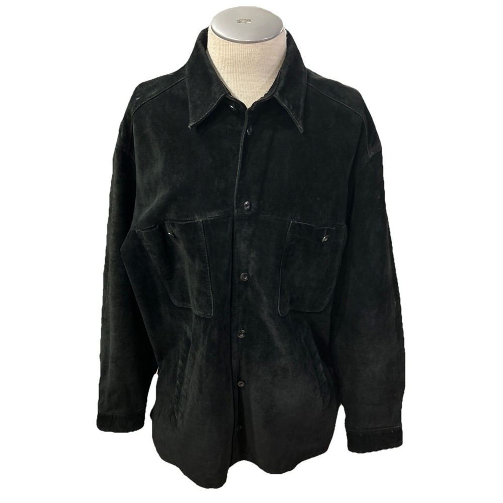 Perry Ellis Leather Jacket Mens Large Black